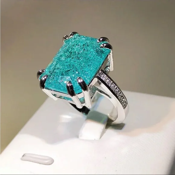 925 Sterling Silver Paraiba Tourmaline Rings New in Gift Box - Picture 10 of 10